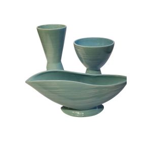 Trio de vases McCoy turquoise